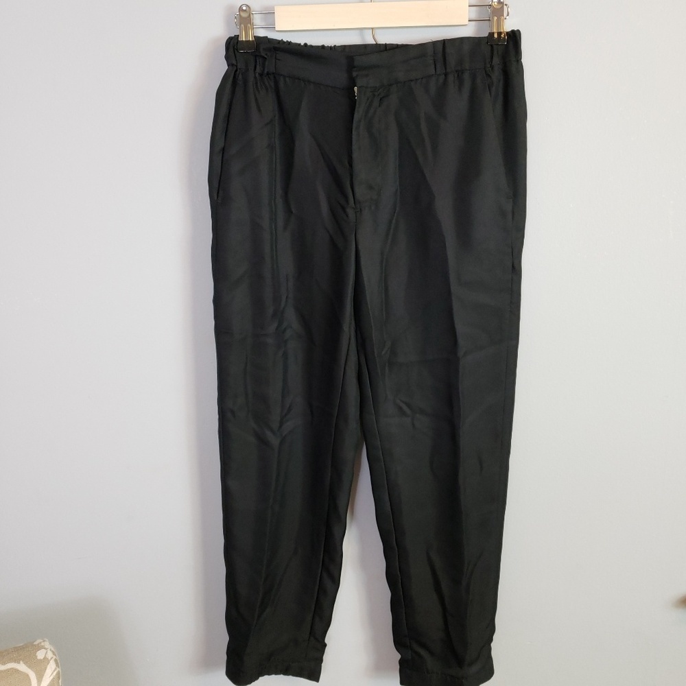 Rag & Bone black silk crop/ankle pants high rise size 0